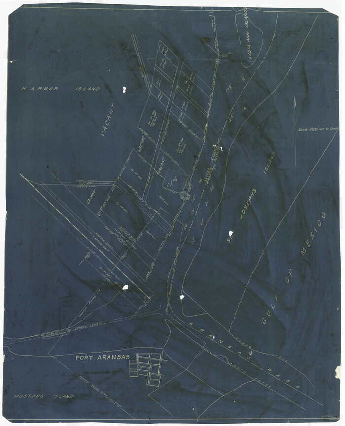 676, [Sketch of Surveys Near Port Aransas and Aransas Pass, Aransas County, Texas], Maddox Collection