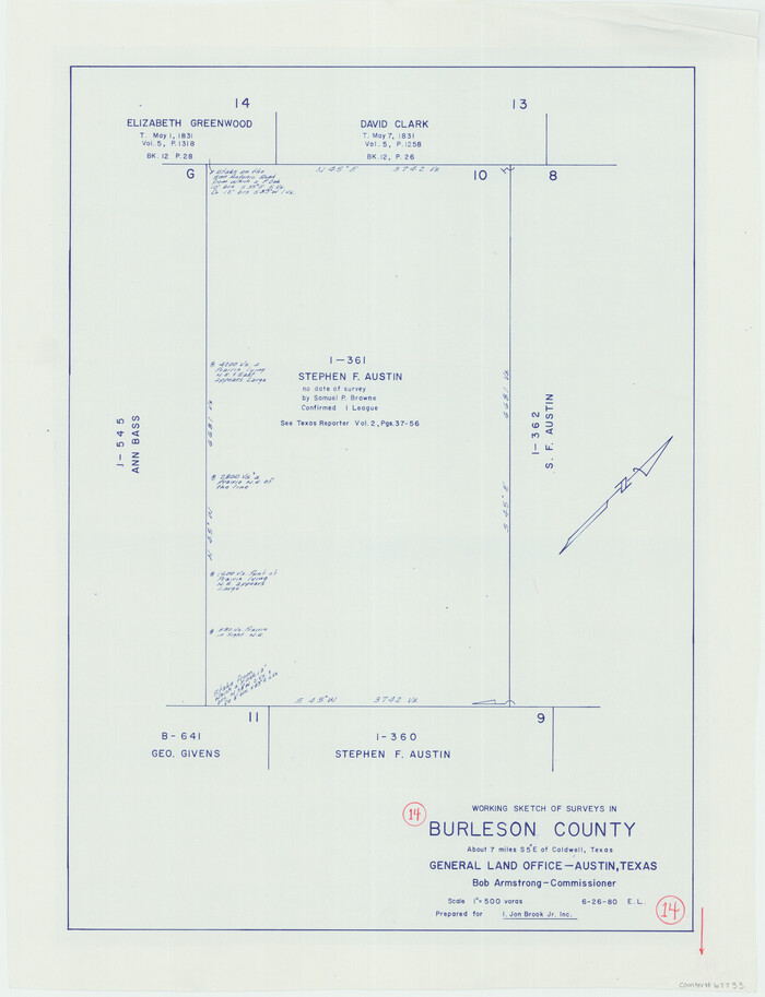 67733, Burleson County Working Sketch 14, General Map Collection