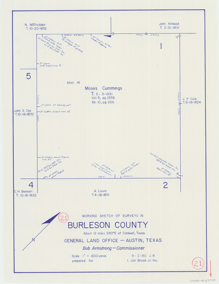 67740, Burleson County Working Sketch 21, General Map Collection