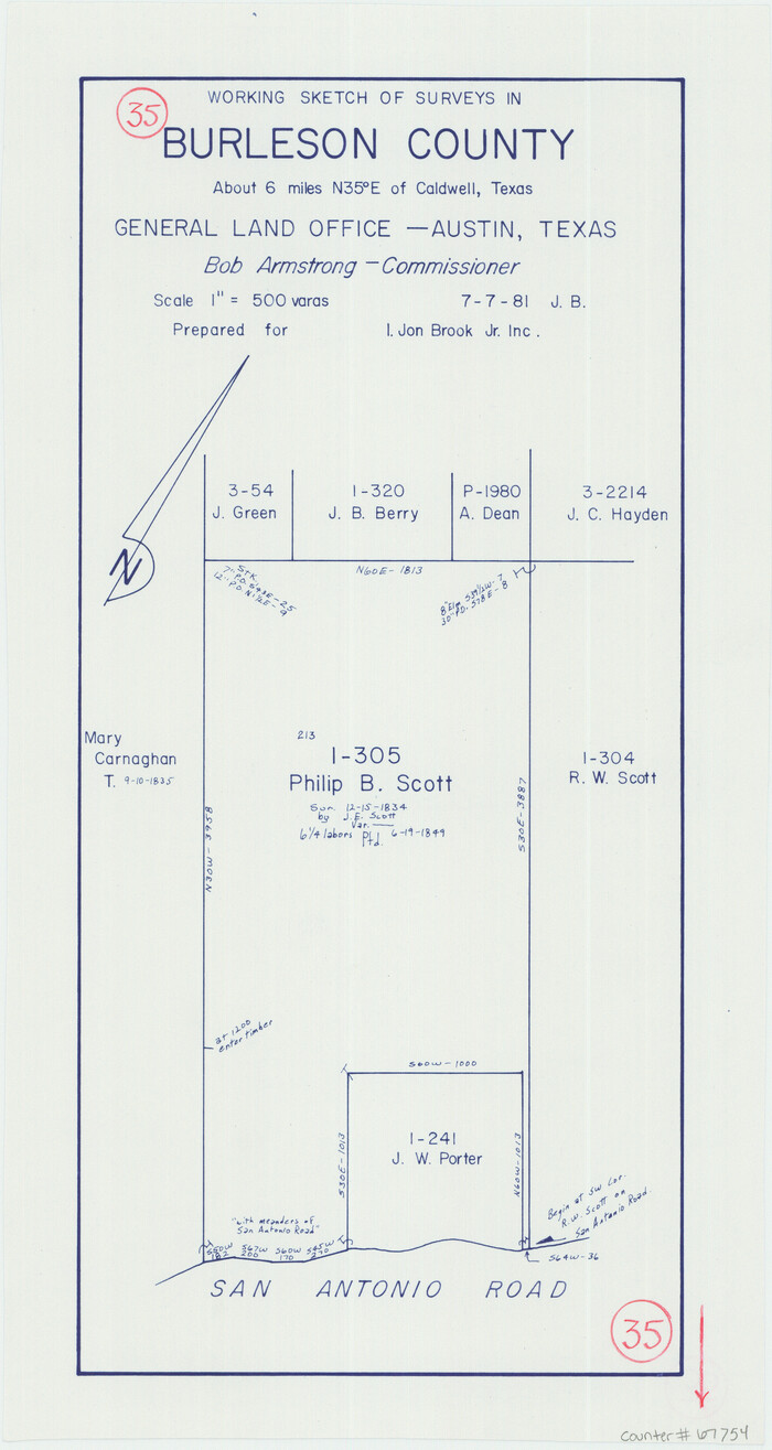 67754, Burleson County Working Sketch 35, General Map Collection