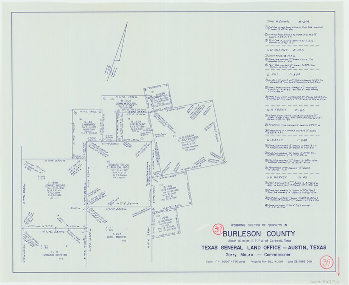 67758, Burleson County Working Sketch 39, General Map Collection