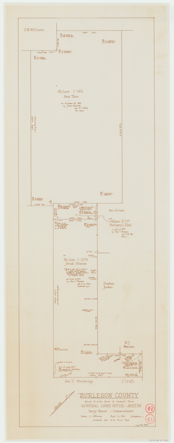 67762, Burleson County Working Sketch 43, General Map Collection