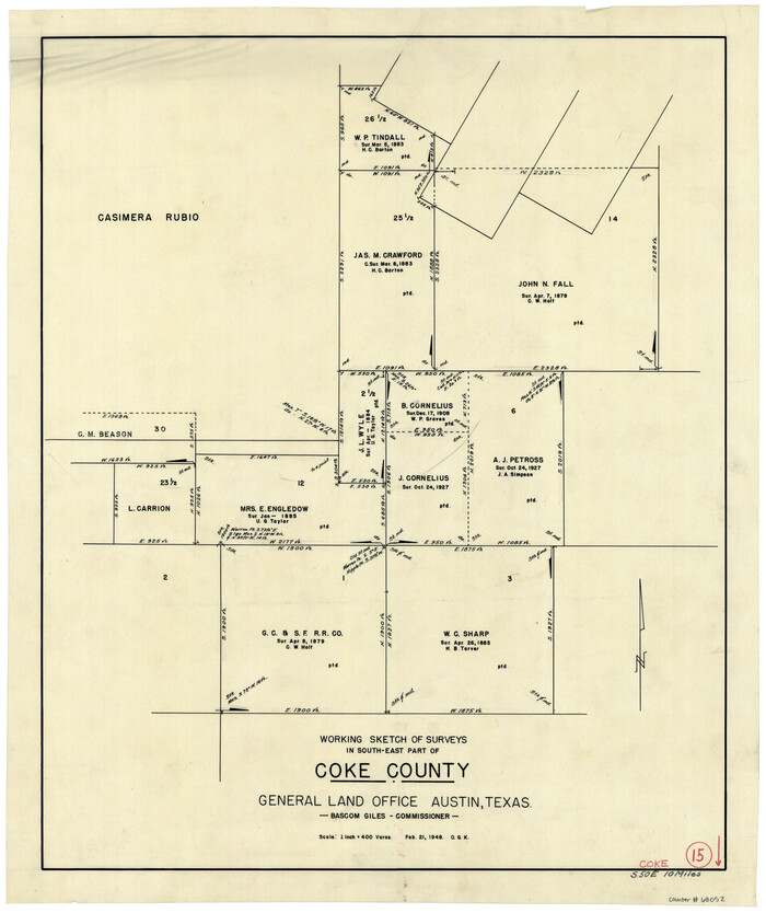 68052, Coke County Working Sketch 15, General Map Collection
