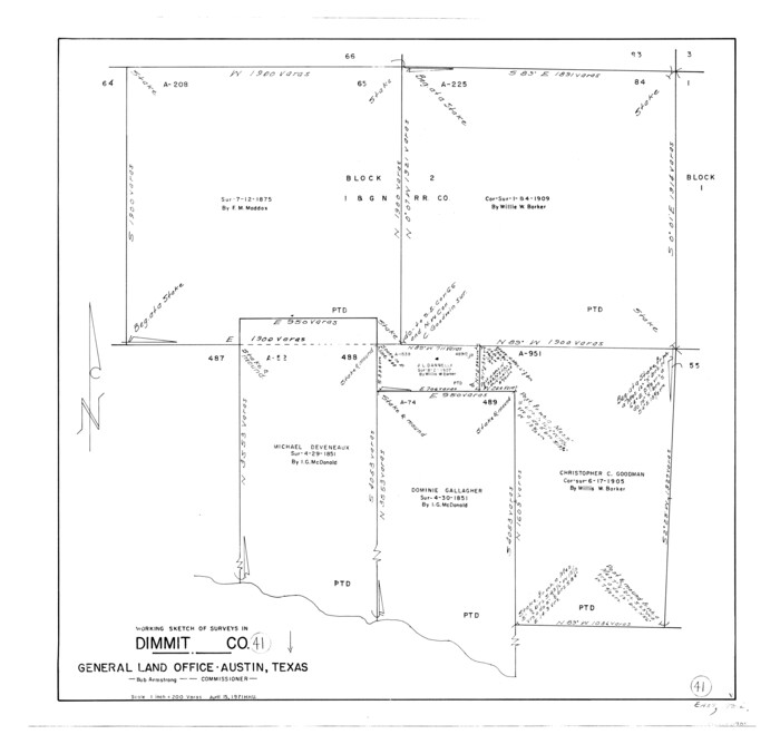 68702, Dimmit County Working Sketch 41, General Map Collection