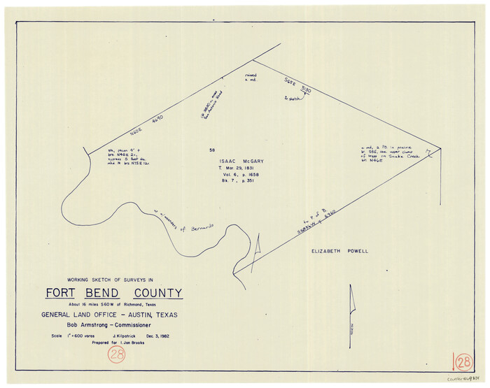 69234, Fort Bend County Working Sketch 28, General Map Collection
