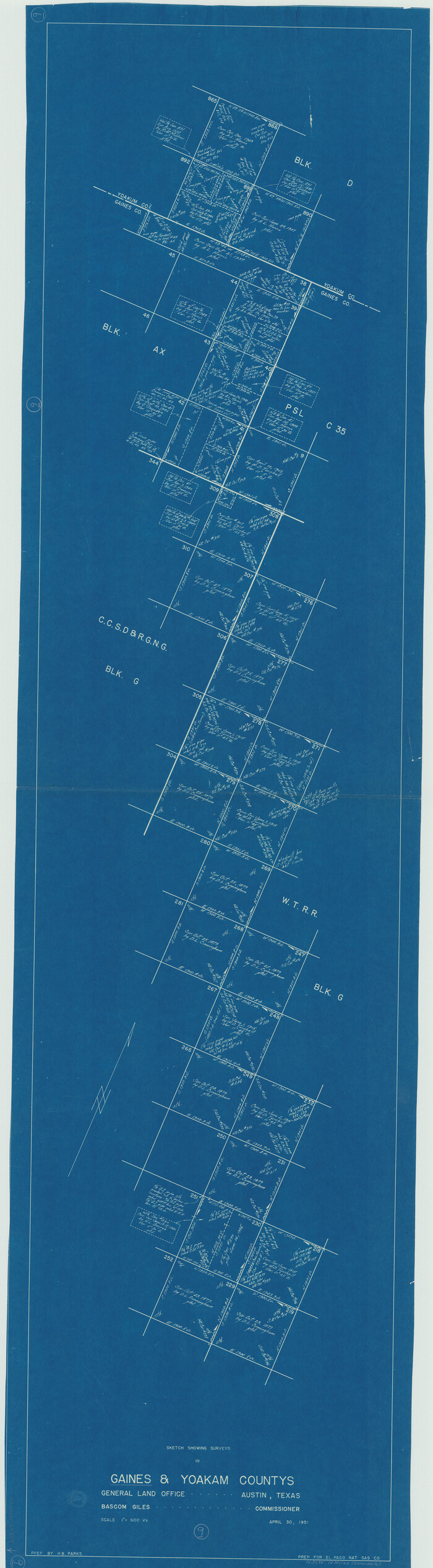 69309, Gaines County Working Sketch 9, General Map Collection