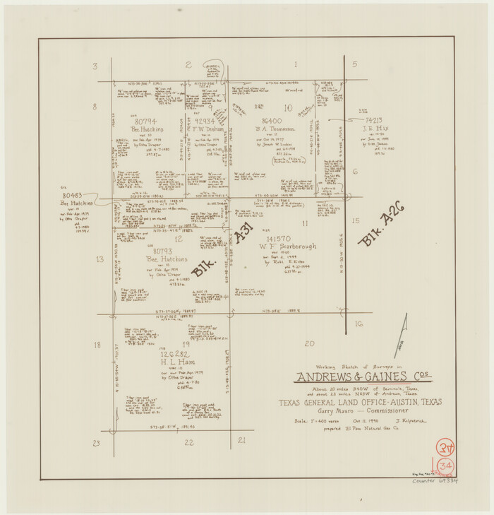 69334, Gaines County Working Sketch 34, General Map Collection