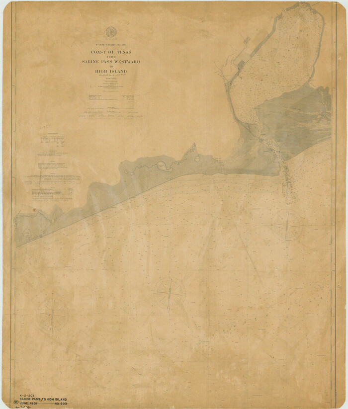 69843, Coast Chart No. 203 - Coast of Texas from Sabine Pass Westward to High Island, General Map Collection