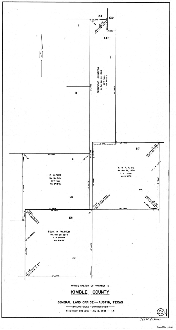 70120, Kimble County Working Sketch 52, General Map Collection