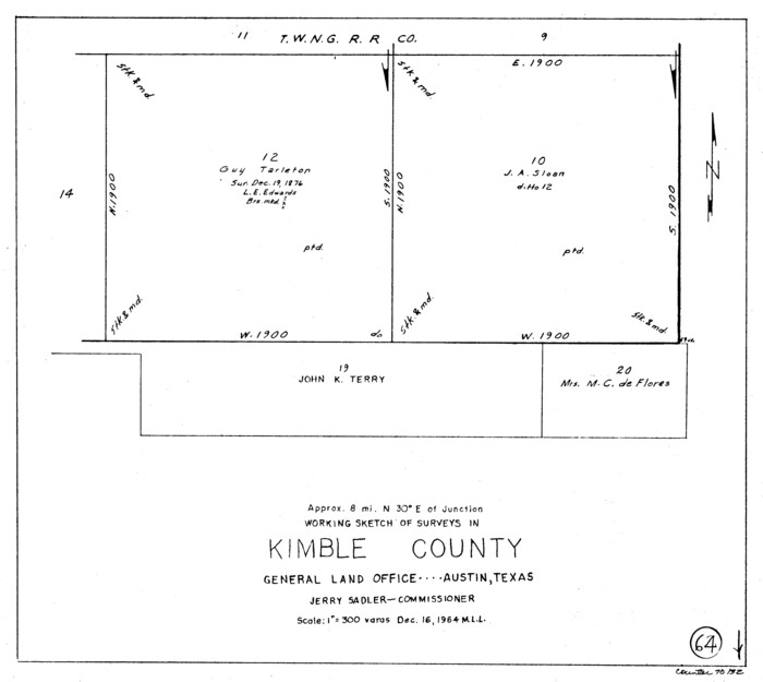 70132, Kimble County Working Sketch 64, General Map Collection