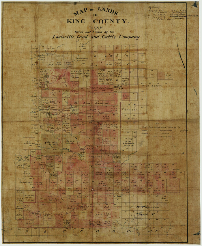 717, Map of lands in King County, Texas owned and leased by the Louisville Land and Cattle Company, Maddox Collection
