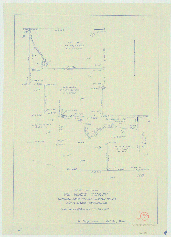 72187, Val Verde County Working Sketch 52, General Map Collection