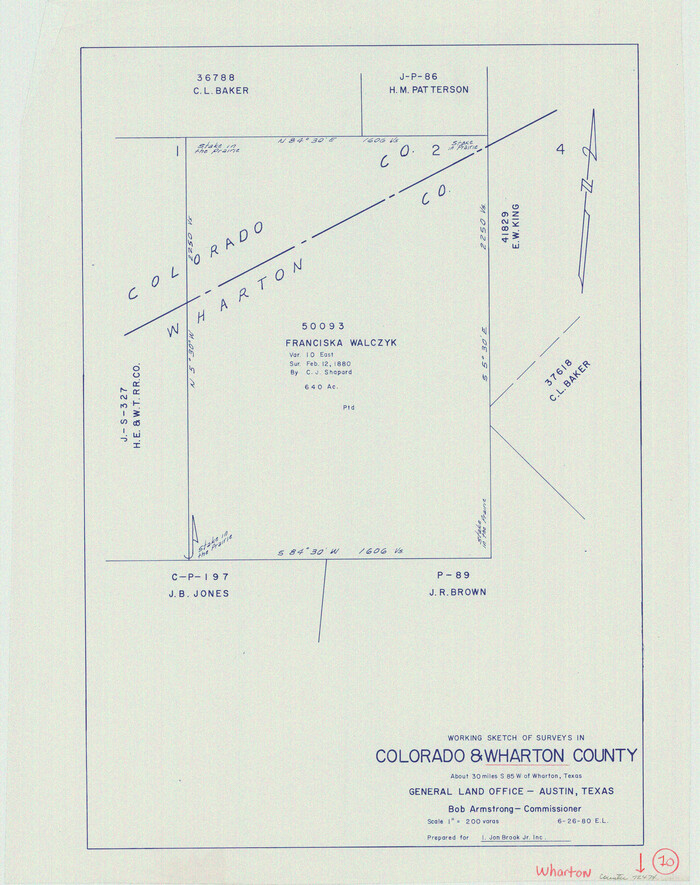 72474, Wharton County Working Sketch 10, General Map Collection