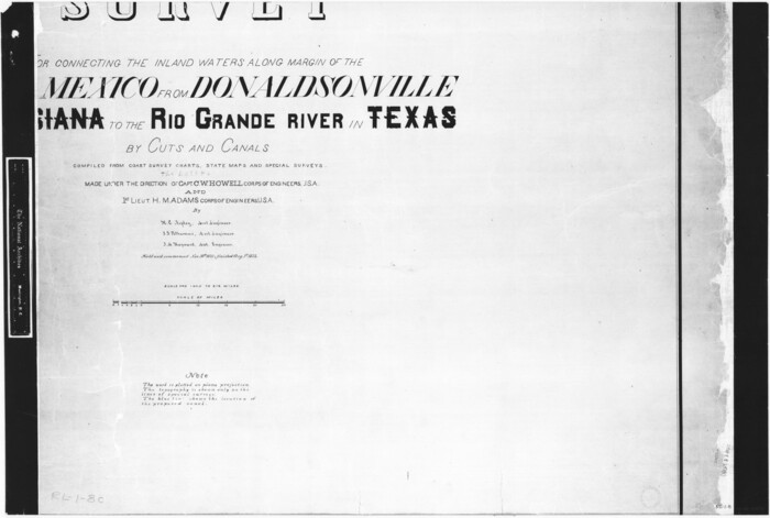 72694, Index sheet to accompany map of survey for connecting the inland waters along margin of the Gulf of Mexico from Donaldsonville in Louisiana to the Rio Grande River in Texas, General Map Collection