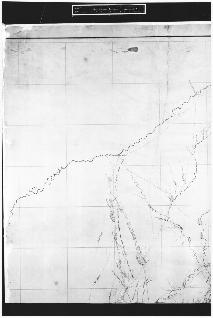 72709, Sketch of a portion of the Texas Coast showing the relative positions of different harbours with the interior Military Posts, and the roads communicating with them, also two new routes from Black Point and Lamar to San Antonio, General Map Collection