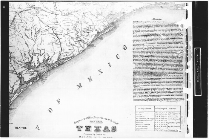72716, Engineer's Office, Department of the Gulf Map No. 59, Texas prepared by order of Maj. Gen. N. P. Banks under direction of Capt. P. C. Hains, U. S. Engr. & Chief Engr., Dept. of the Gulf, General Map Collection