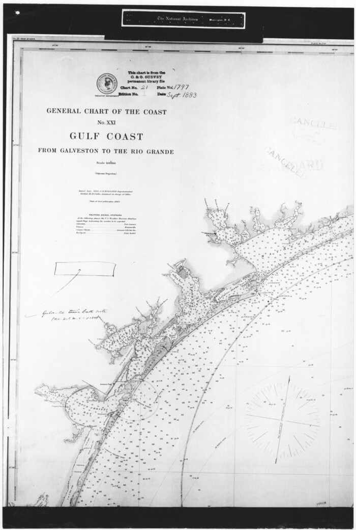 72730, General Chart of the Coast No. XXI Gulf Coast from Galveston to the Rio Grande, General Map Collection
