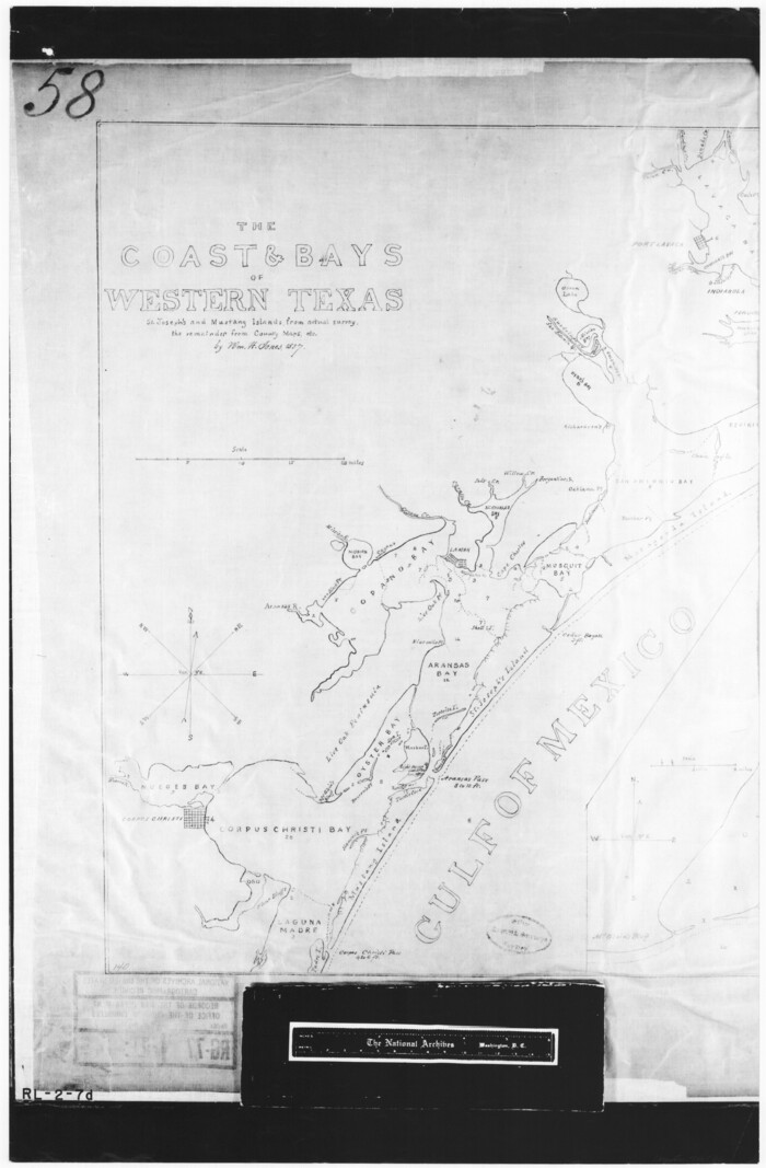 72766, The Coast & Bays of Western Texas, St. Joseph's and Mustang Islands from actual survey, the remainder from county maps, etc., General Map Collection