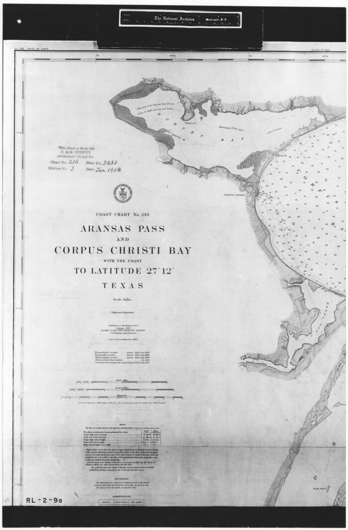 72785, Coast Chart No. 210 Aransas Pass and Corpus Christi Bay with the coast to latitude 27° 12' Texas, General Map Collection