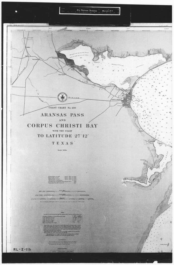 72805, Coast Chart No. 210 Aransas Pass and Corpus Christi Bay with the coast to latitude 27° 12' Texas, General Map Collection