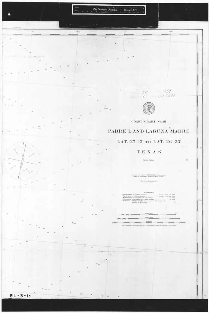 72821, Coast Chart No. 211 - Padre I. and Laguna Madre Lat. 27° 12' to Lat. 26° 33' Texas, General Map Collection