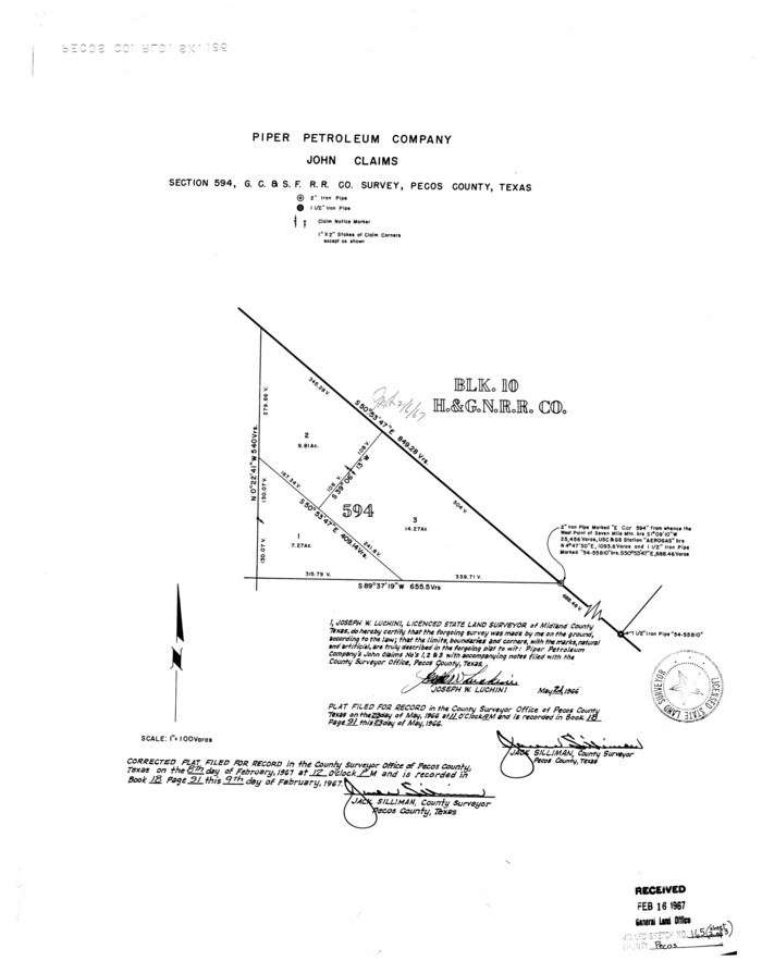 7290, Pecos County Rolled Sketch 165, General Map Collection