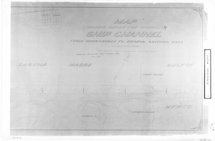 72904, Map showing survey for proposed ship channel from Brownsville to Brazos Santiago Pass, General Map Collection