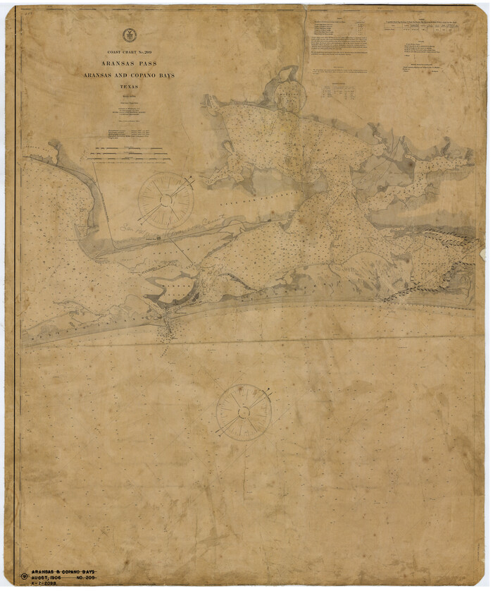 73430, Coast Chart No. 209 - Aransas Pass, Aransas and Copano Bays, Texas, General Map Collection