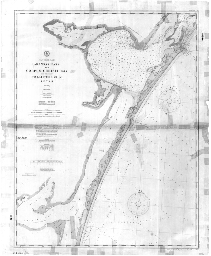 73449, Coast Chart No. 210 - Aransas Pass and Corpus Christi Bay with the coast to latitude 27° 12', Texas, General Map Collection