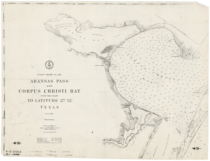 73450, Coast Chart No. 210 - Aransas Pass and Corpus Christi Bay with the coast to latitude 27° 12', Texas, General Map Collection