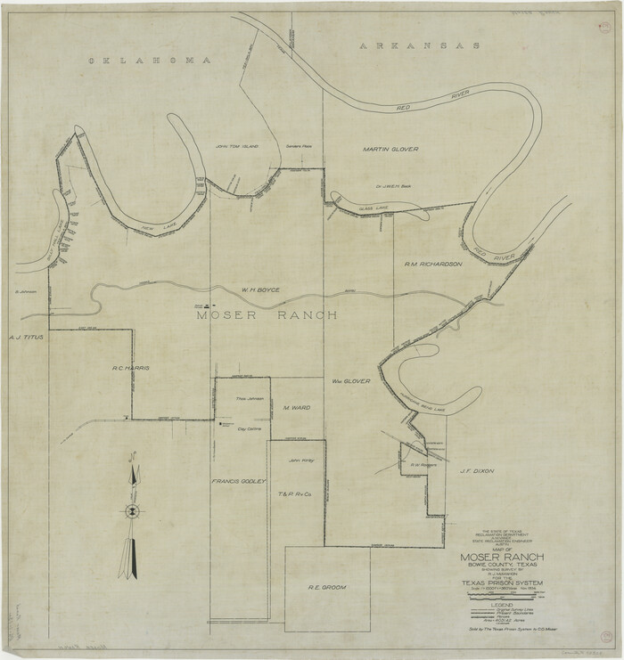 73558, Map of Moser Ranch, Bowie County, Texas, General Map Collection