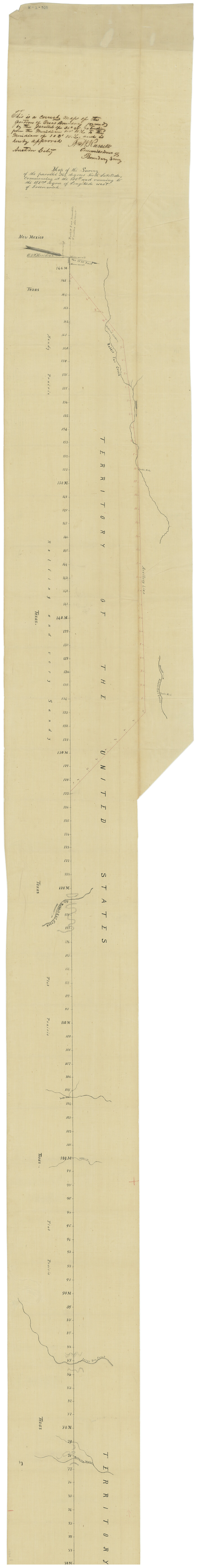 73566, Map of the Survey of the Parallel 36 1/2 Degrees North Latitude, Commencing at the 100th and Running to the 103rd Degree of Longitude West of Greenwich, General Map Collection
