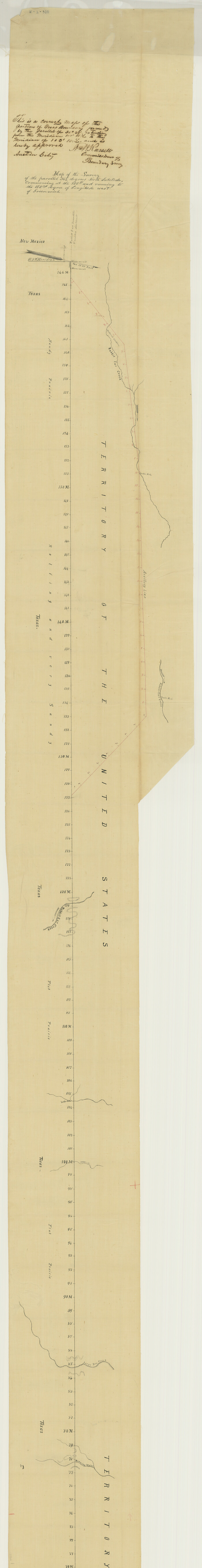 73566, Map of the Survey of the Parallel 36 1/2 Degrees North Latitude, Commencing at the 100th and Running to the 103rd Degree of Longitude West of Greenwich, General Map Collection