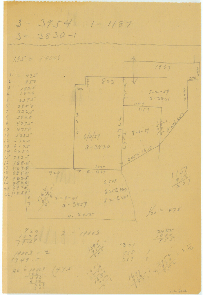 75186, [Surveys East of river copied from U.S. map of Township No. 6 South, Range No. 9 West of the Indian Meridian, Oklahoma], General Map Collection