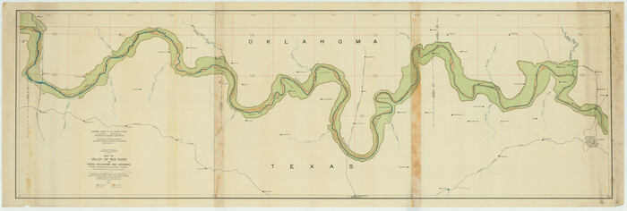 75252, Map of Valley of Red River in Texas, Oklahoma, and Arkansas between Meridians 96 deg. 30 min. and 98 deg. West Longitude, General Map Collection