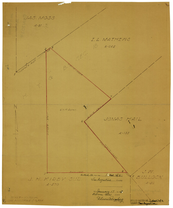 7552, San Augustine County Rolled Sketch 1, General Map Collection
