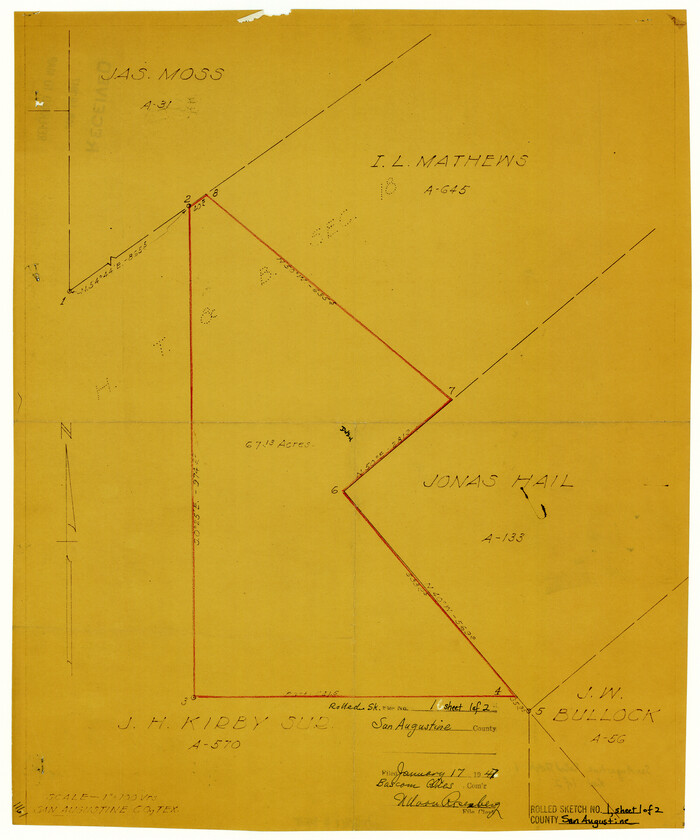 7552, San Augustine County Rolled Sketch 1, General Map Collection