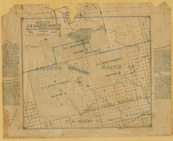 75764, Map of lands owned by R.E. Montgomery in Martin and Andrews County, Texas, Maddox Collection