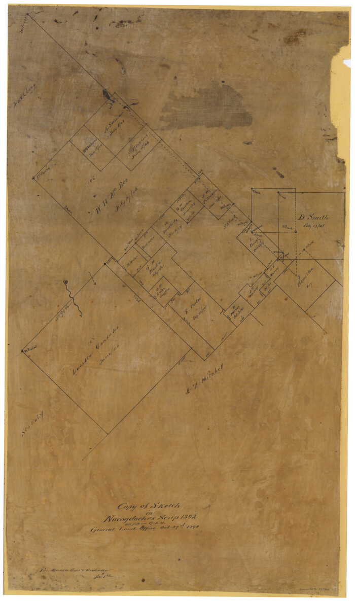 75780, Copy of Sketch in Nacogdoches Scrip 1392, Maddox Collection