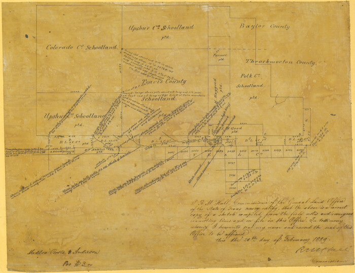 75790, [Plat Showing Colorado, Upshur & Travis County School Land and Surrounding Area in Baylor & Throckmorton Counties, Texas], Maddox Collection