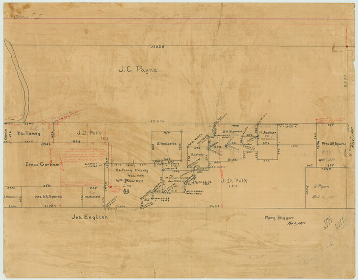 75801, [Surveying sketch of J.C. Payne, J.D. Polk, Jos. English, et al in Travis County, Texas], Maddox Collection