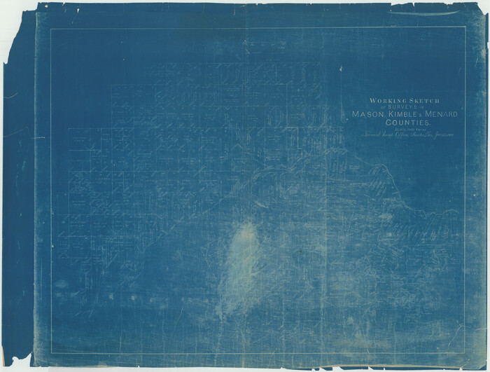 75805, Working Sketch of surveys in Mason, Kimble & Menard Counties, Maddox Collection