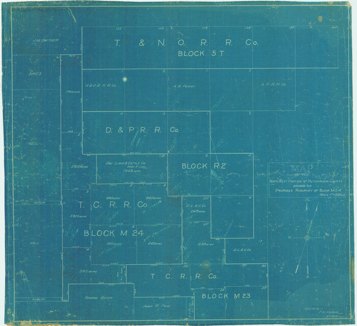 75814, Map of the north west portion of Hutchinson County showing the proposed resurvey of Block M24, Maddox Collection