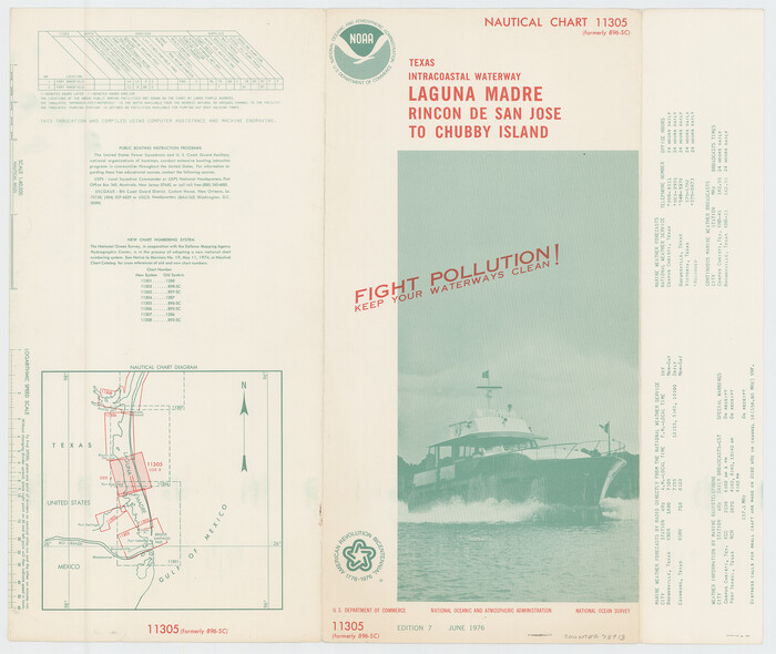 75913, [Folder for] Nautical Chart 11305: Texas Intracoastal Waterway, Laguna Madre, Rincon de San Jose to Chubby Island, General Map Collection