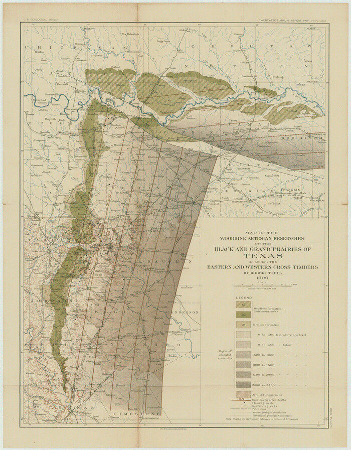 75918, Map of the Woodbine Artesian Reservoirs of the Black and Grand Prairies of Texas including the eastern and western Cross Timbers, General Map Collection