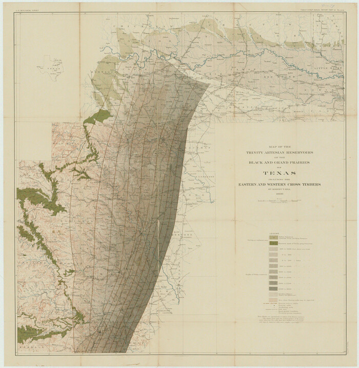 75920, Map of the Trinity Artesian Reservoirs of the Black and Grand Prairies of Texas including the Eastern and Western Cross Timbers, General Map Collection