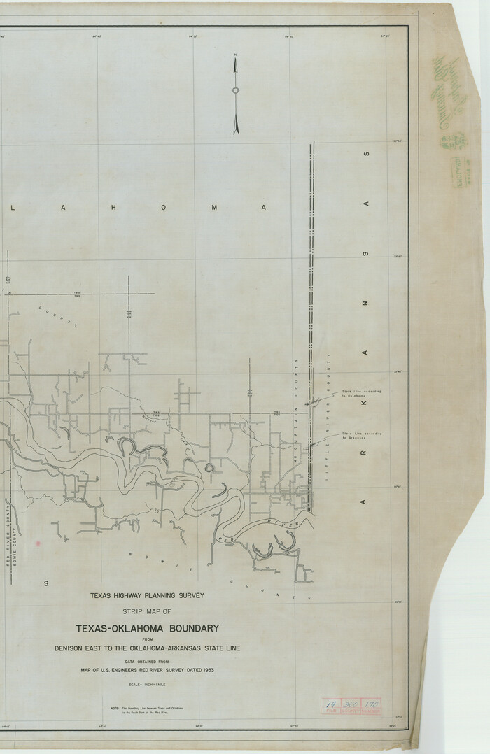 75927, Strip Map of Texas-Oklahoma Boundary from Denison East to the Oklahoma-Arkansas State Line, General Map Collection