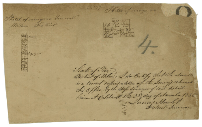 76046, Sketch of surveys on Deer Creek, Milam District, General Map Collection
