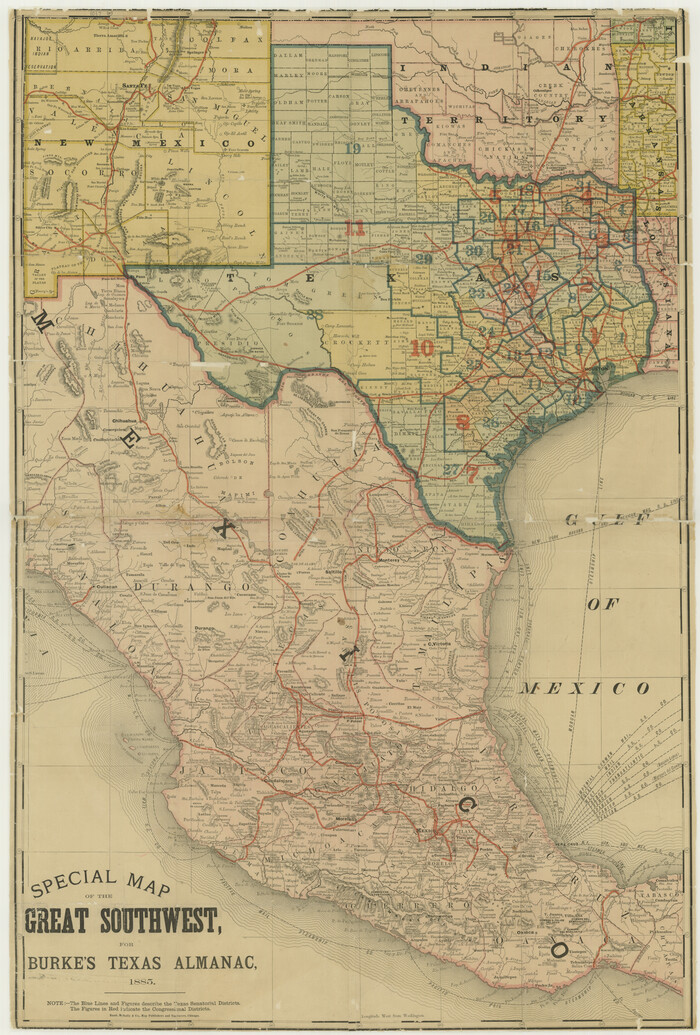 76214, Special Map of the Great Southwest for Burke's Texas Almanac, Texas State Library and Archives