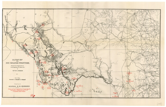 76242, Military Map of the Rio Grande Frontier Prepared from Original Surveys, County Maps, Reports of Officers, etc, Texas State Library and Archives
